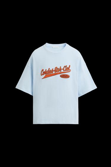 CAMISETA PARCHE RIZO - Celeste de Zara - Imagen 0
