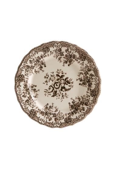 FLORAL EARTHENWARE DINNER PLATE - Brown by Zara