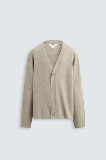 Zara 100% LINEN CARDIGAN LIMITED EDITION - Light beige