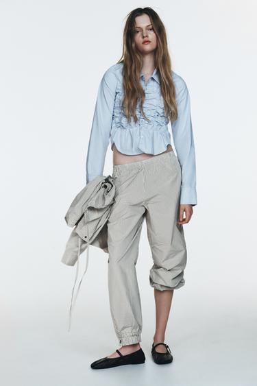 PANTALÓN BOMBACHO NYLON CUADROS - Blanco / Negro de Zara