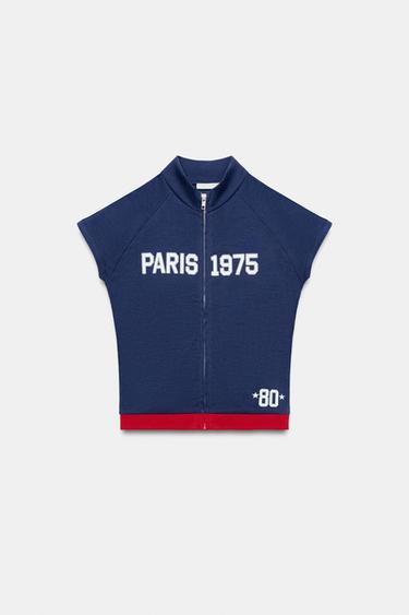 TOP À ZIP AVEC INSCRIPTION - Bleu de Zara - Image 5