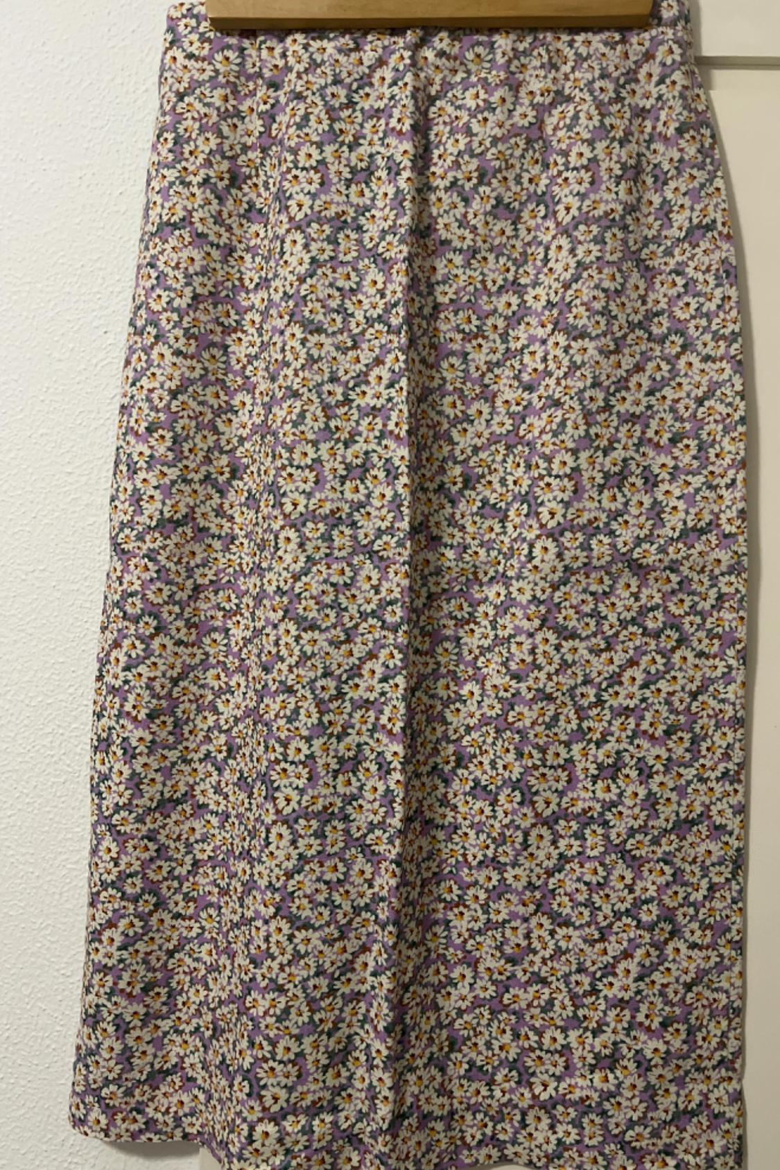 LINEN BLEND FLORAL PRINT SKIRT - Image 2