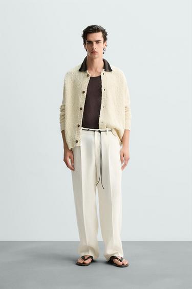 CONTRAST COLLAR CARDIGAN - Ecru by Zara - Image 0