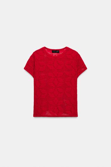 TOP EN MAILLE STRUCTURÉ - Rouge de Zara - Image 8