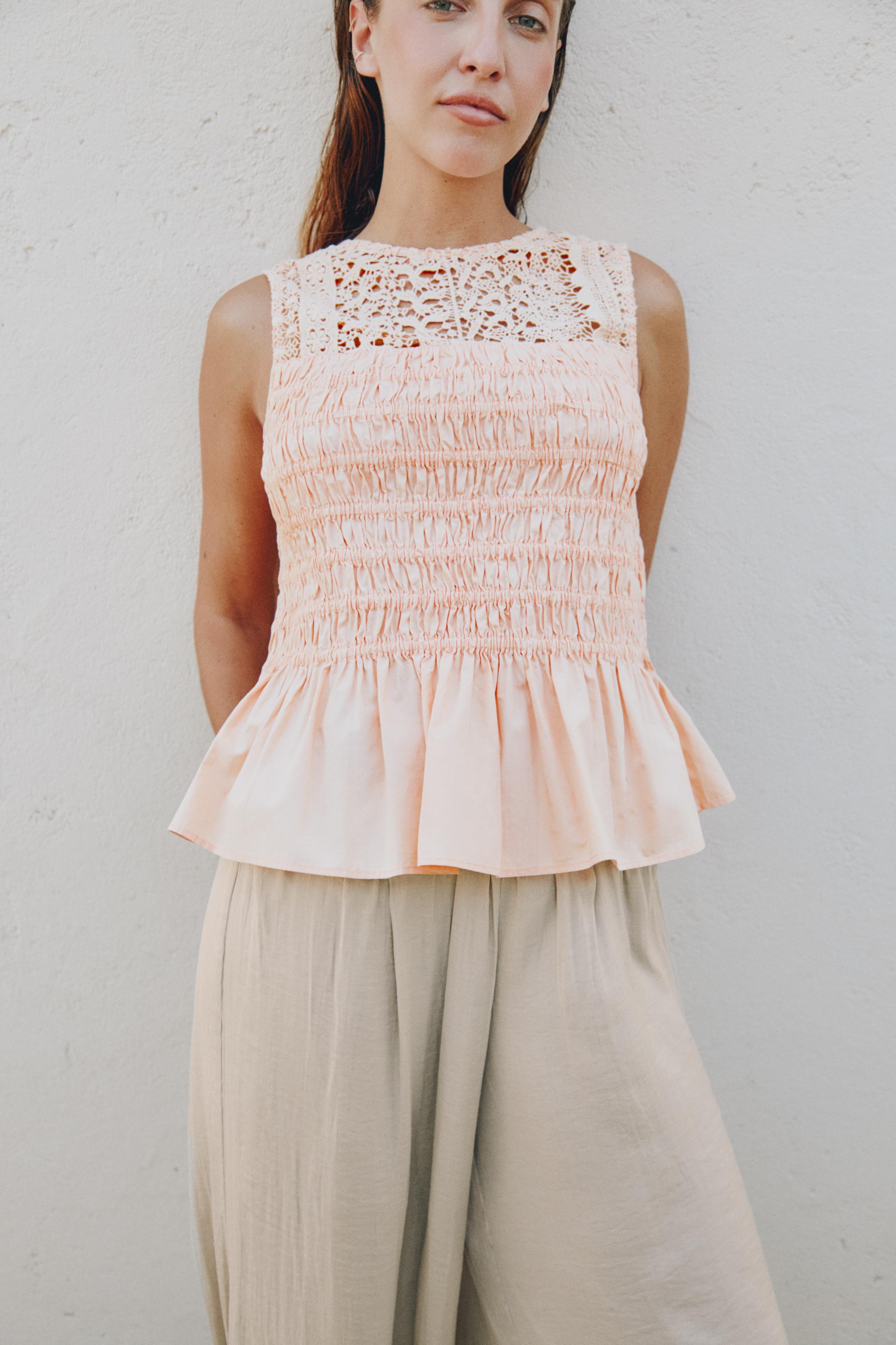 RUFFLED ELASTIC TOP - Tangerine | ZARA United States
