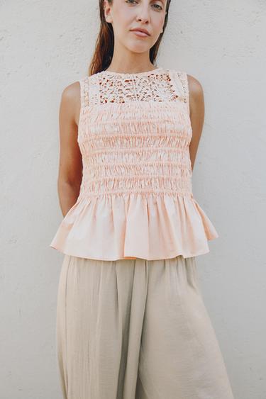 TOP À ÉLASTIQUES ET VOLANT - Mandarine de Zara - Image 2