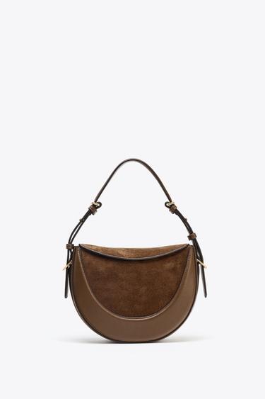 LEATHER FLAP CROSSBODY BAG - Chocolate by Zara