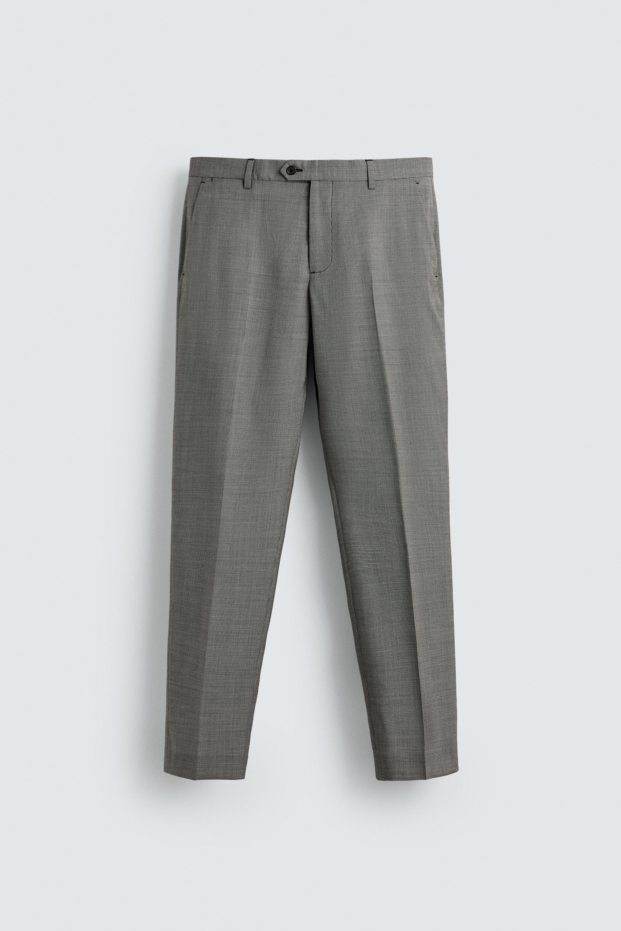PLAID WOOL BLEND SUIT PANTS