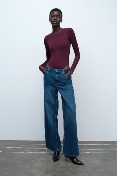 Zara LONG SLEEVE POLYAMIDE BODYSUIT - Wine