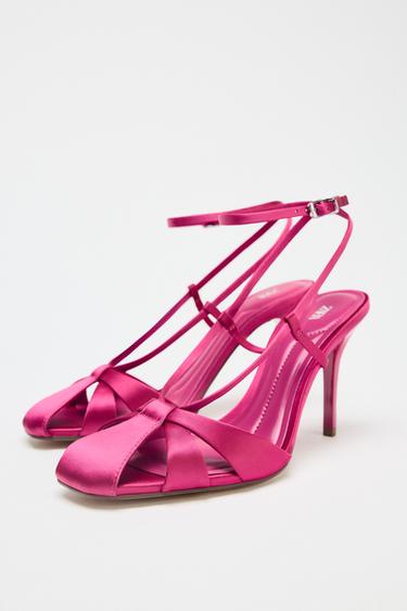 SANDALES À TALONS EFFET SATINÉ - Fuchsia de Zara - Image 2