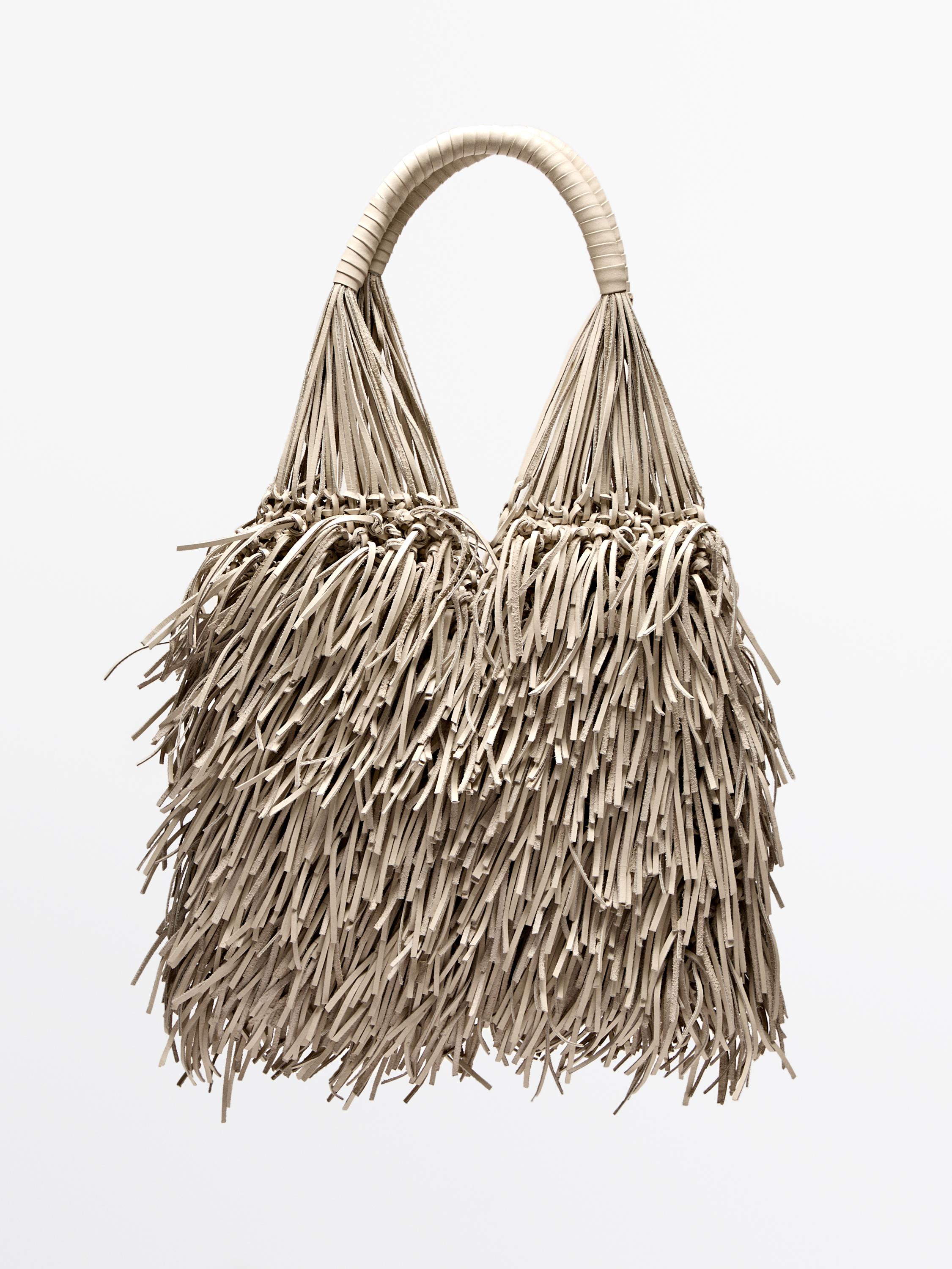 ZARA Fringed 2024 Fabric Shopper Purse