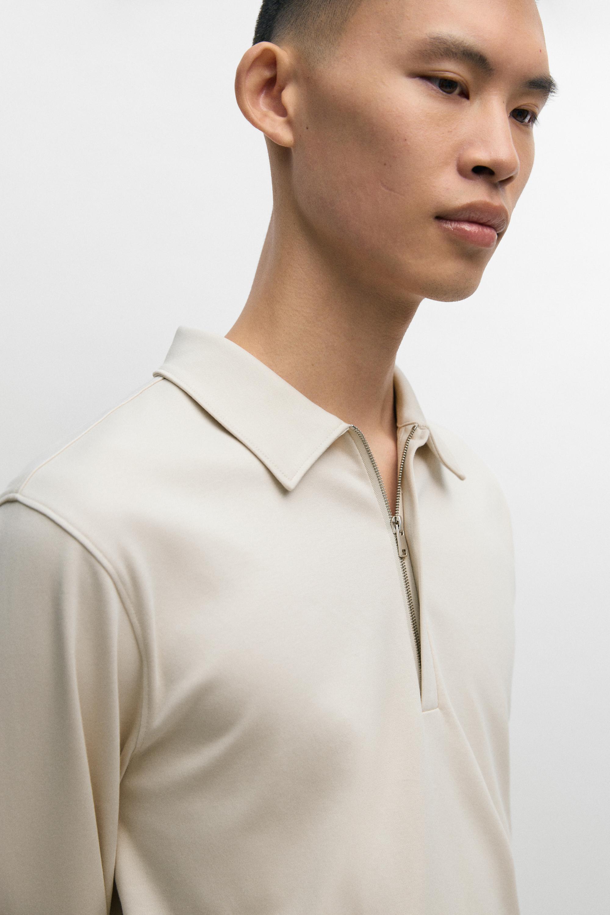 Long sleeve zip detail polo