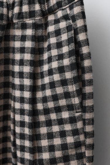 PANTALON BAGGY À CARREAUX VICHY - Noir / Écru de Zara - Image 3