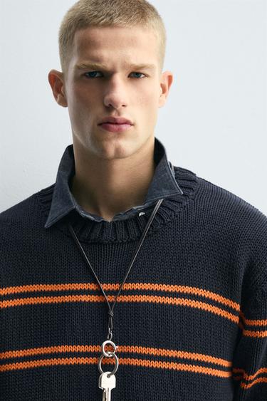 JERSEY JACQUARD RAYURES - Bleu marine de Zara - Image 6