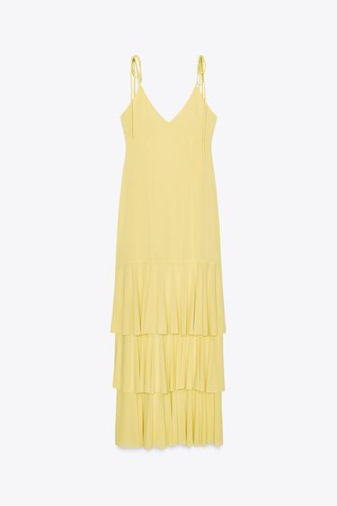 MIDI RUFFLE DRESS - Yellow by Zara - Image 4