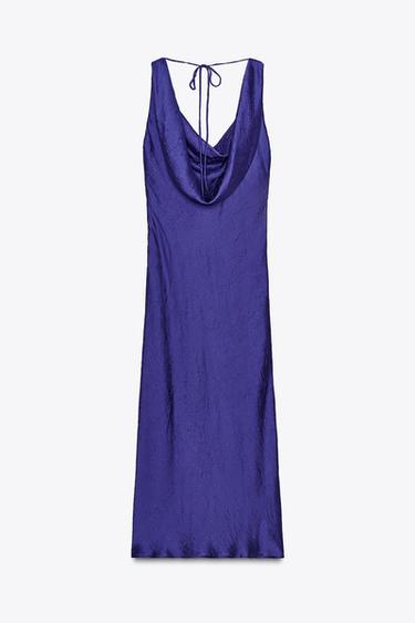 ROBE MIDI STYLE LINGERIE ORNEMENTS - Bleu encre de Zara - Image 7