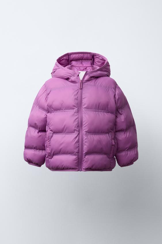 LIGHTWEIGHT HOODED PUFFER JACKET Dark mauve ZARA United States