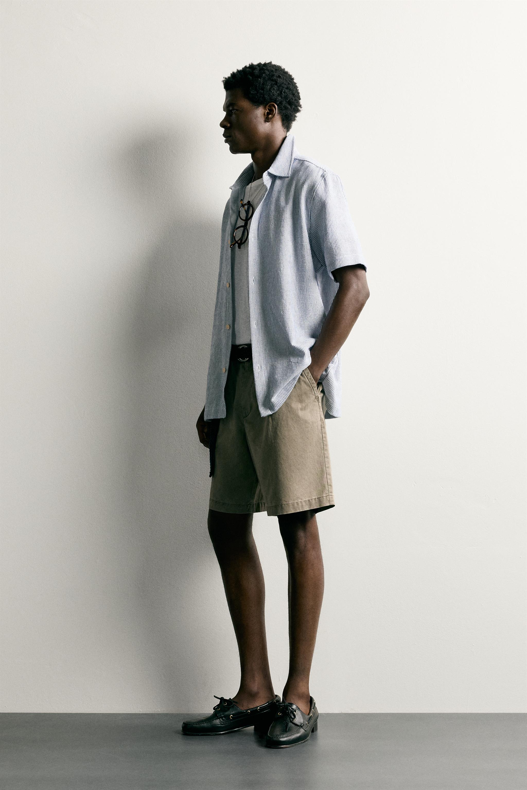 Zara REGULAR FIT DOKULU GÖMLEK görsel 4