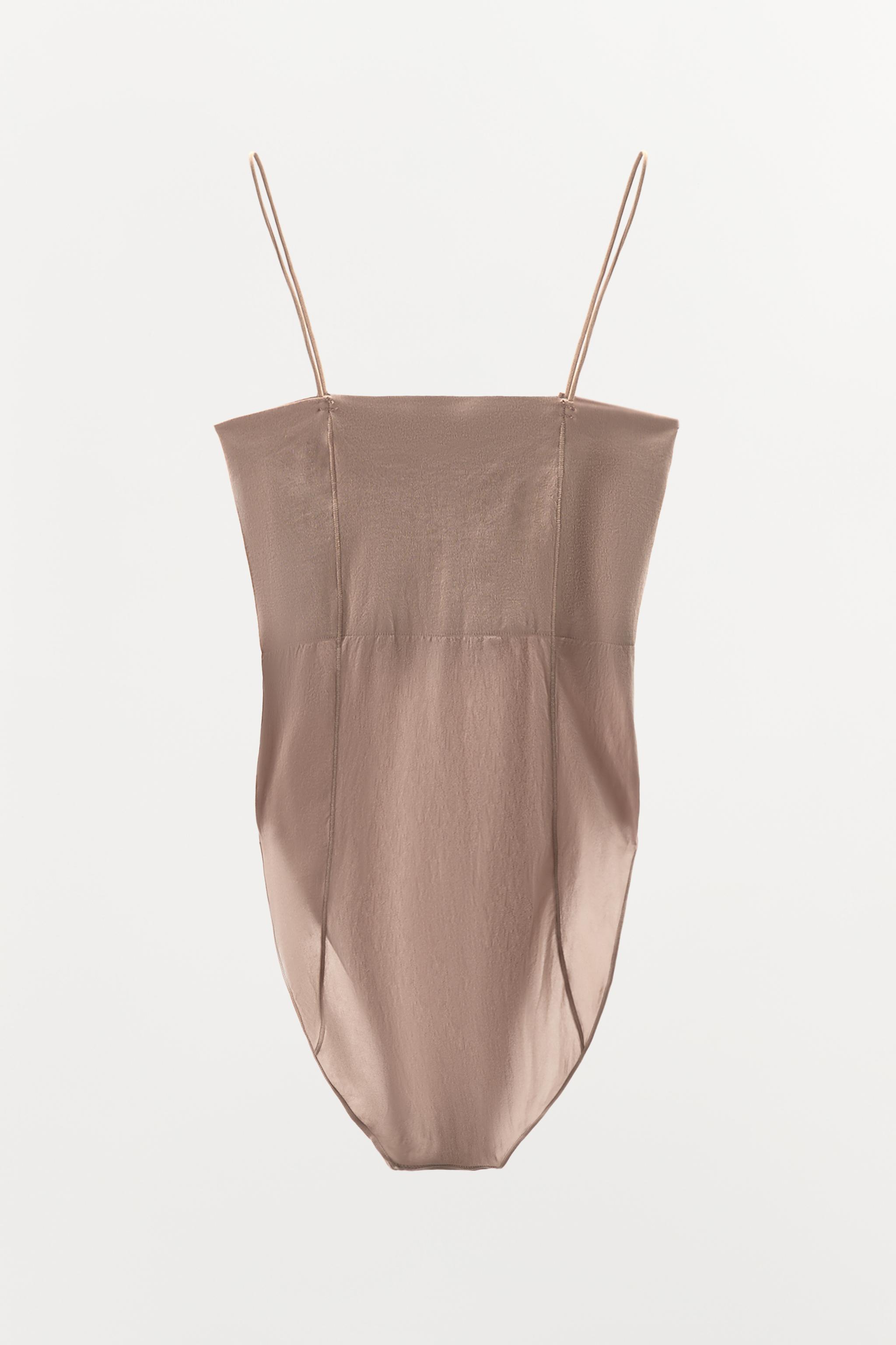 ZARA フィットボディスーツ ステッチ入りストラップ 5919/908 フィットボディスーツ ステッチ入りストラップ - ホワイト