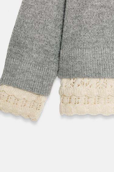 PULL EN MAILLE BIMATIÈRE - Gris chiné de Zara - Image 7