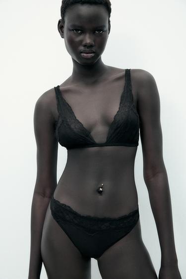 TANGA VISCOSE DENTELLE - Noir de Zara - Image 1