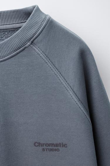 FADED-EFFECT SLOGAN SWEATSHIRT - Light blue by Zara - Image 2