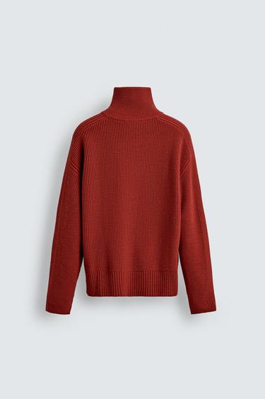 PURL KNIT QUARTER-ZIP JUMPER - Red by Zara - Image 7