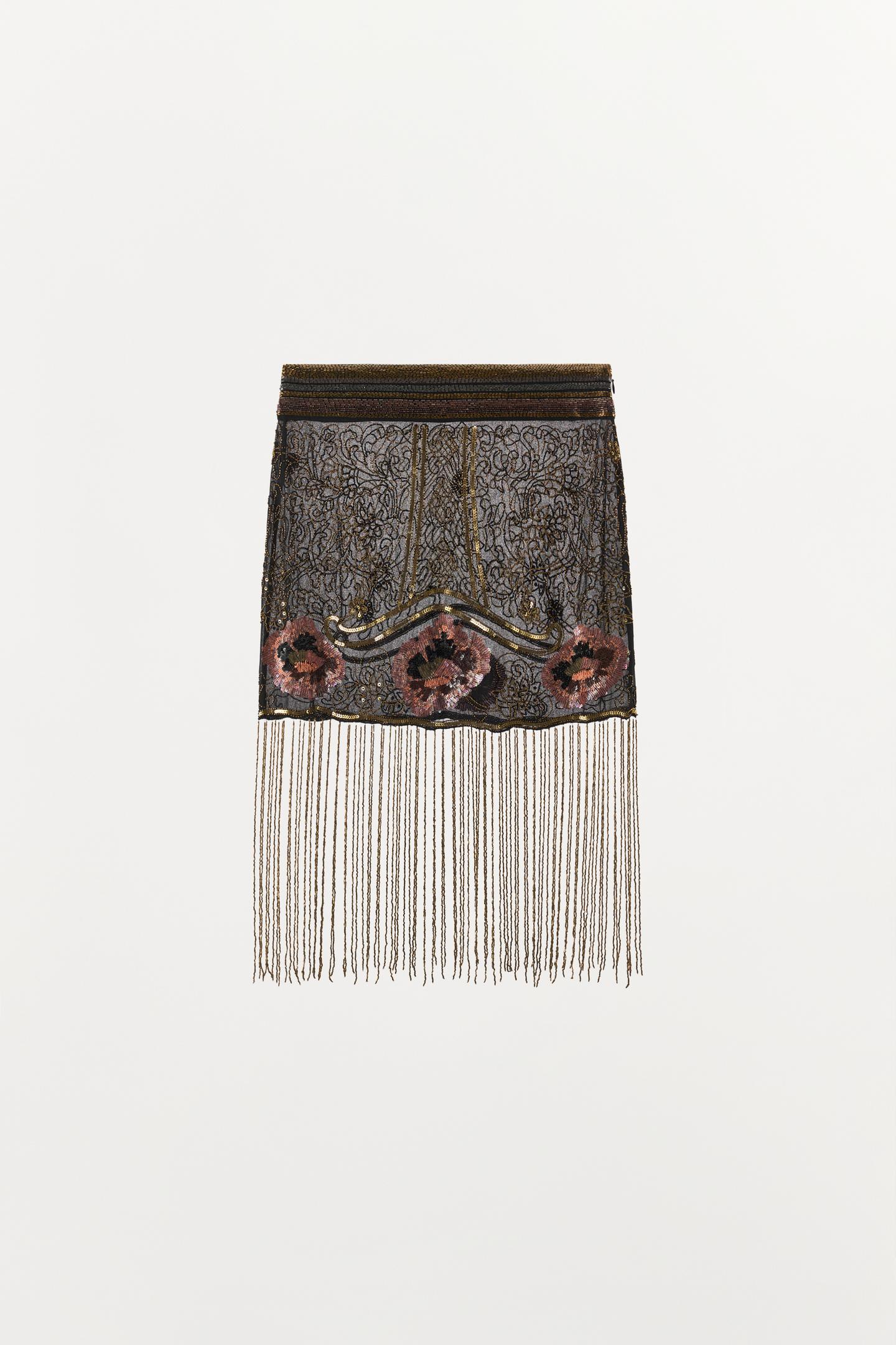 Женская юбка Zara Limited Edition Fringed Mini, цвет: Чёрный — фото 8