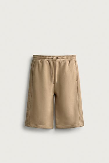 Zara RELAXED FIT JOGGER SHORTS - taupe brown