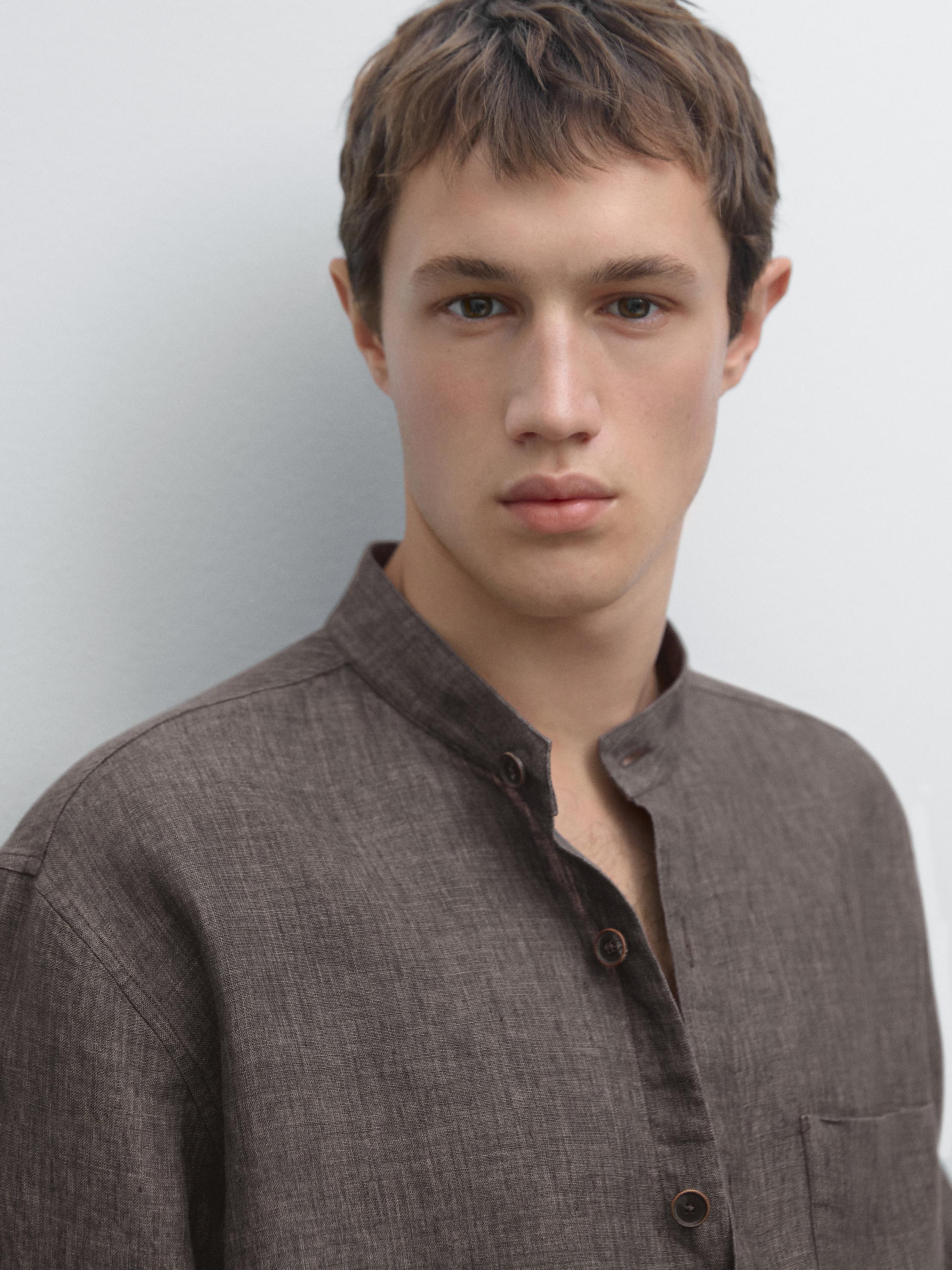 Relaxed fit overshirt with a stand collar