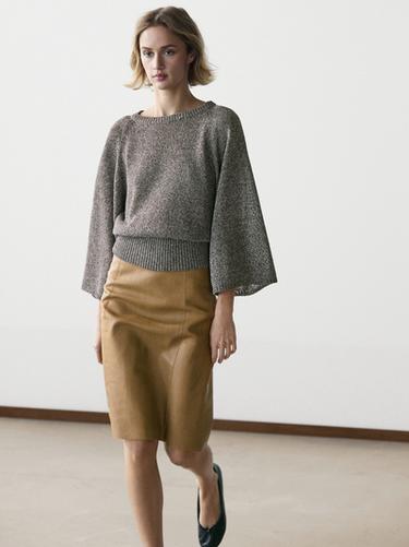 Pull en maille de coton mélangé - Gris moyen de Zara