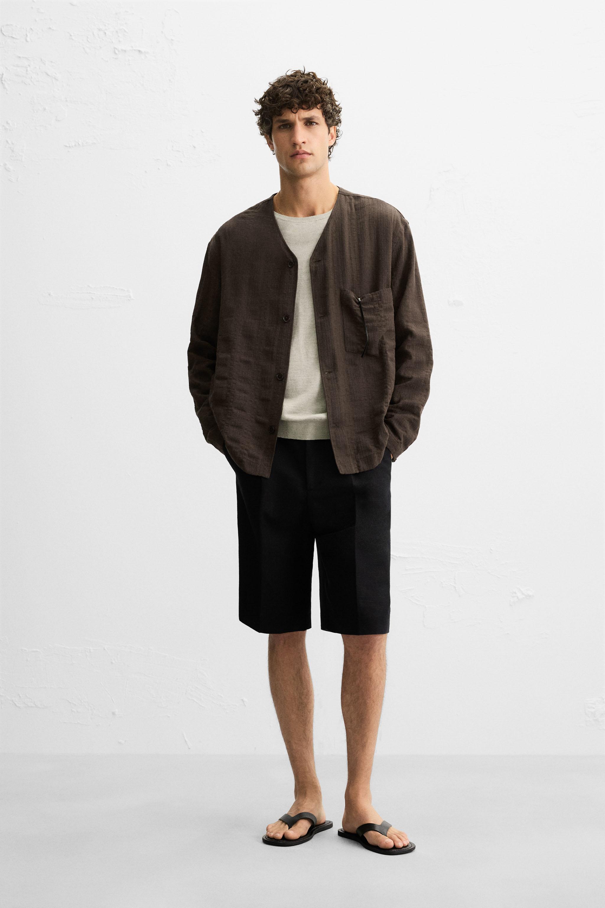 STRIPED JACQUARD SHIRT - Brown | ZARA United States