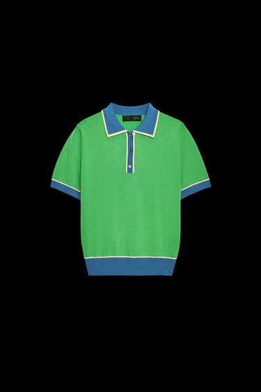 TOP POLO COMBINADO PUNTO MANGA CORTA - único de Zara - Imagen 0