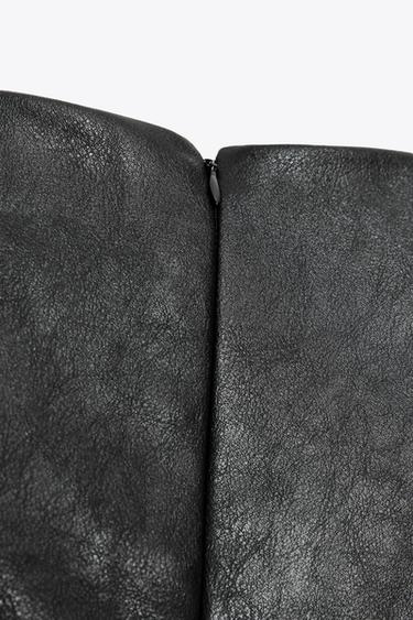 FAUX LEATHER SHORT DRESS WITH SHOULDER PADS - Black by Zara - Image 8