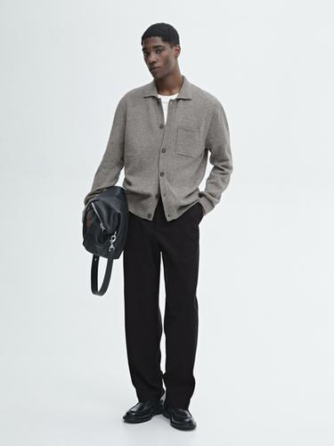 Zara Knit cardigan with pocket detail - Gray - Image 0
