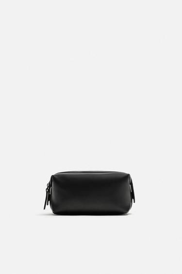 Zara NAPPA LEATHER TOILETRY BAG - Black