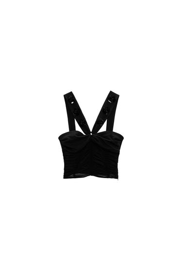 RUCHED FLORAL BUSTIER