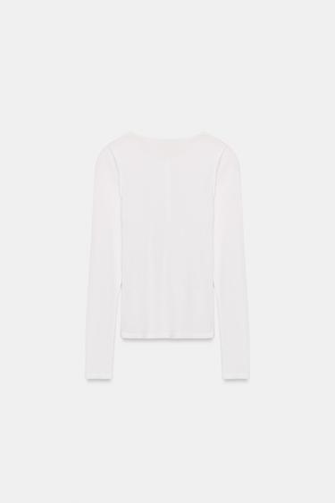 HAUT À COL TUNISIEN - Blanc cassé de Zara - Image 6