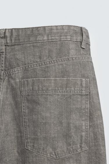 HERRINGBONE STRAIGHT-LEG TROUSERS - Grey / Tan by Zara - Image 9