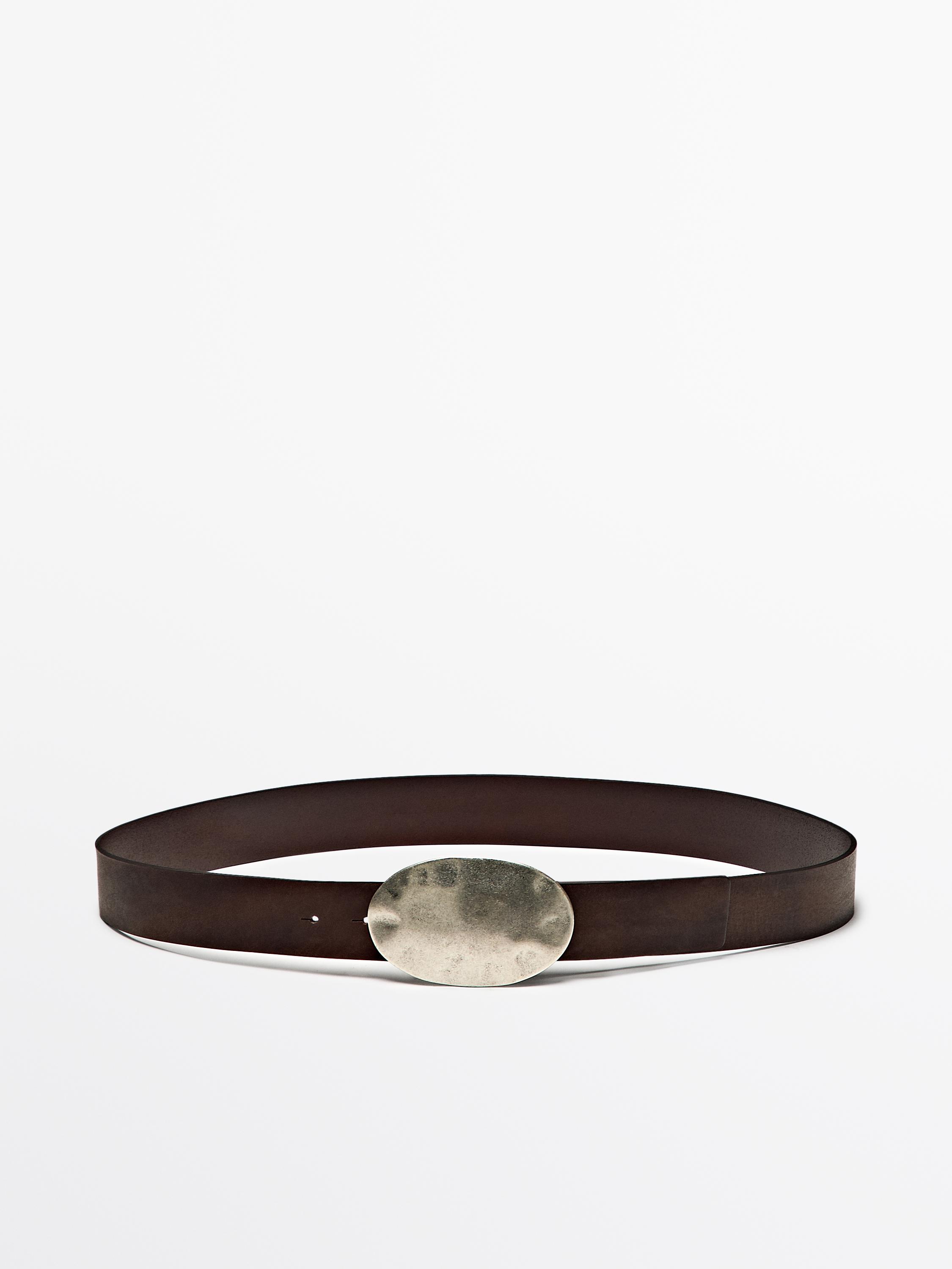Ceinture en cuir nappa avec boucle métallique