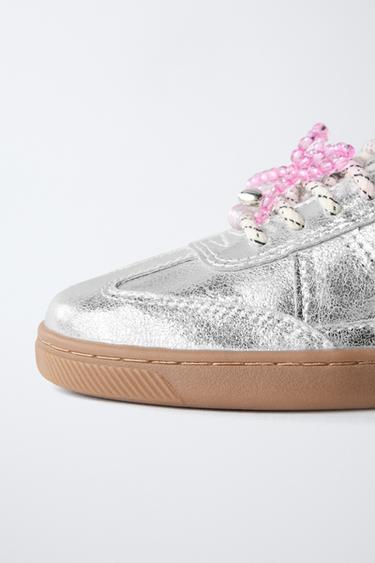 METALLIC CHARM TRAINERS - Silver by Zara - Image 4