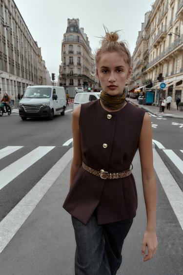 ЖИЛЕТ З РЕМЕНЕМ - Коричневий Zara