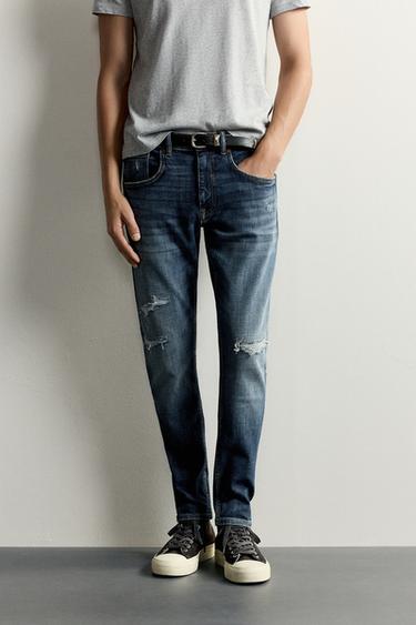 RIPPED SKINNY FIT JEANS - Blue by Zara