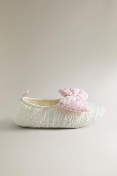 Zara KIDS BOW BALLET FLATS - Beige - Image 0