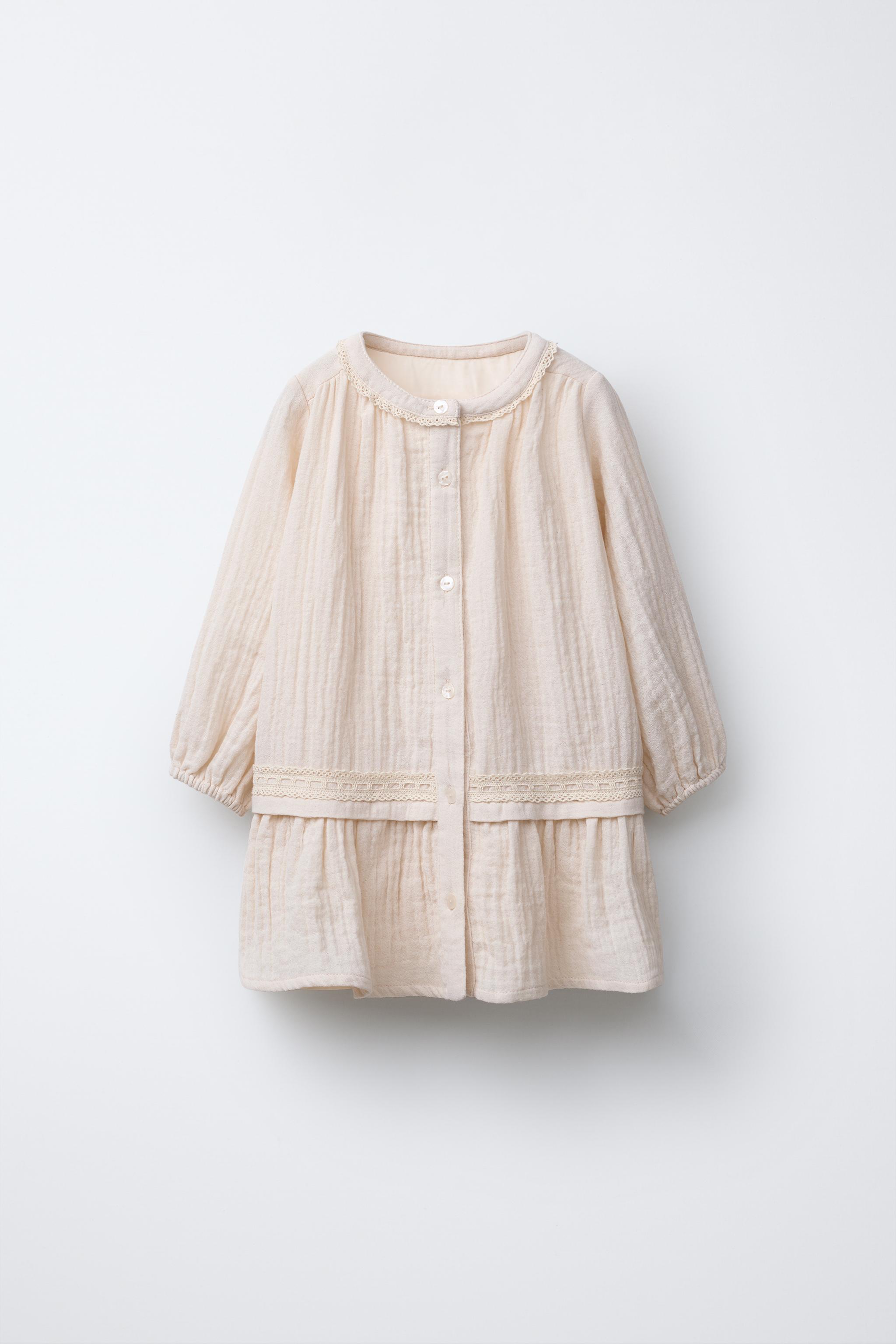 テクスチャー入り生地フルイドワンピース - エクリュ | ZARA
