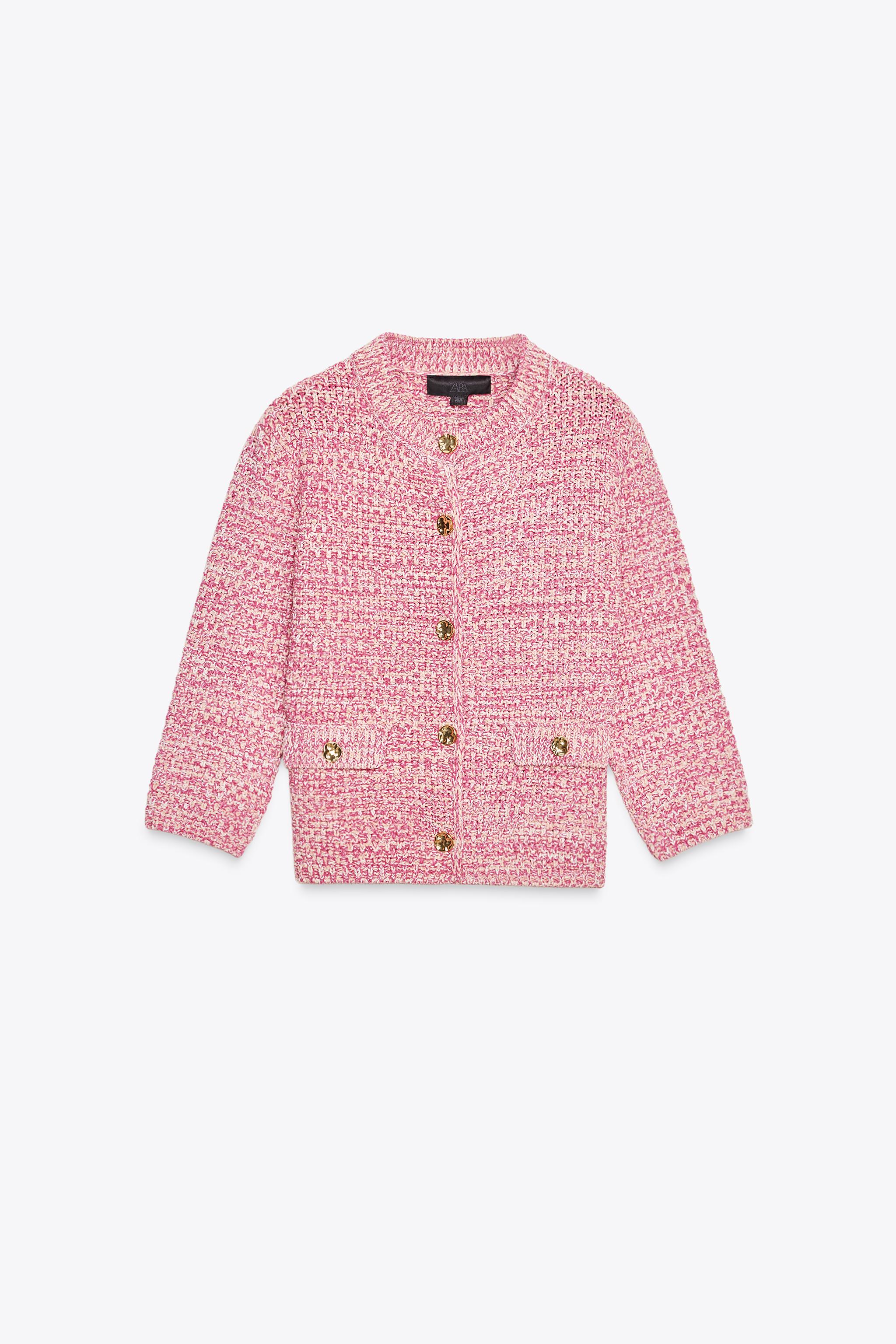 KNIT CARDIGAN WITH ELBOW-LENGTH SLEEVES