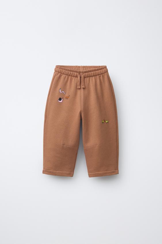 EMBROIDERED ANIMAL PLUSH TROUSERS - Brown by Zara - Image 0