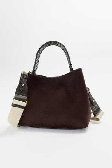 BOLSO CANVAS ASA TRENZADA - Marrón de Zara