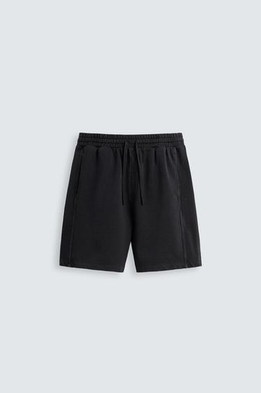 Zara WASHED JOGGER SHORTS - Anthracite grey
