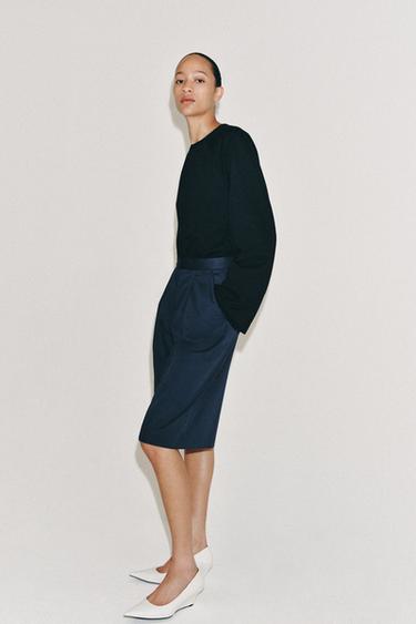 BERMUDA PLISSÉE ZW COLLECTION - Bleu marine de Zara - Image 4